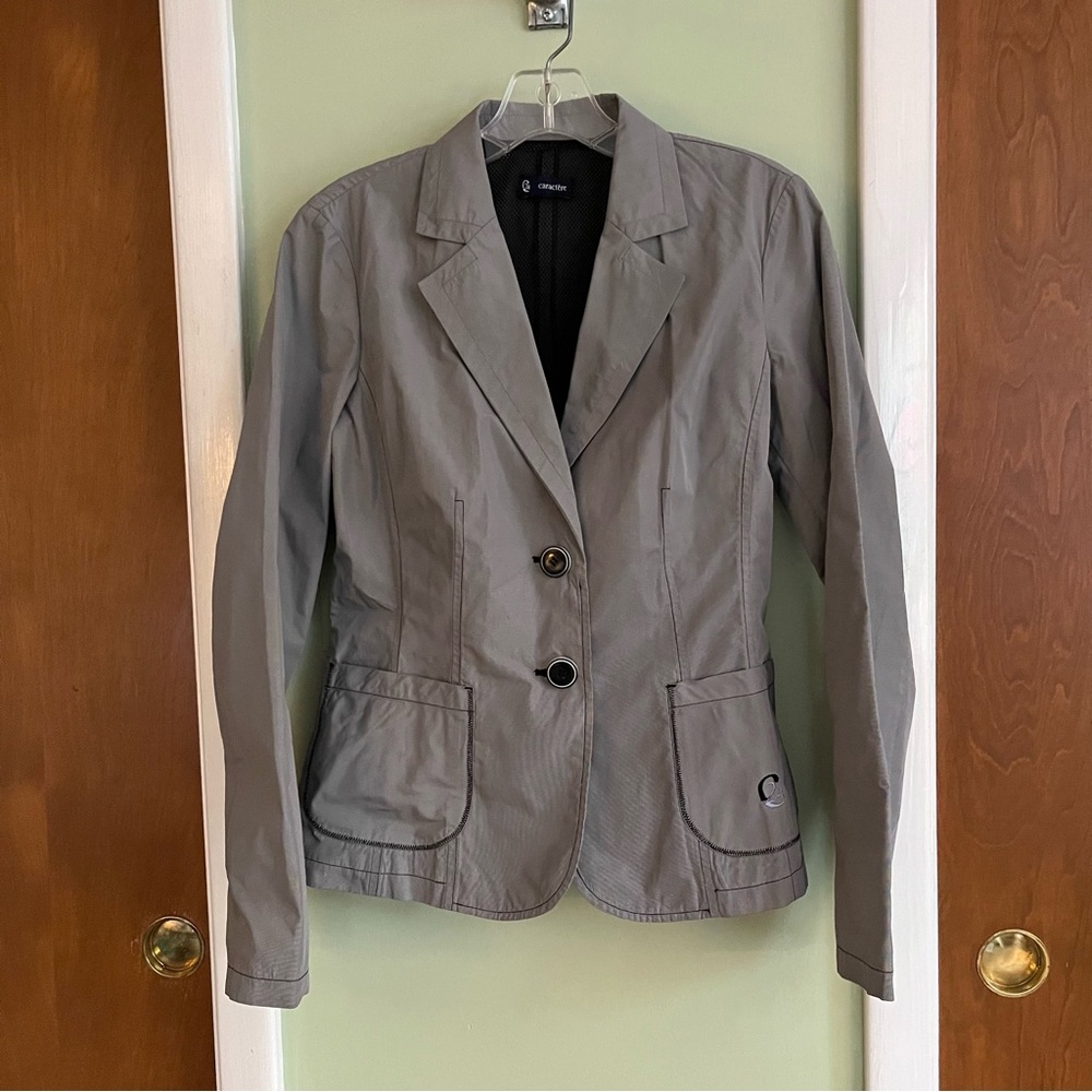 Caractère Women’s 6 Gray mesh lined Techno fabric Blazer jacket EUC